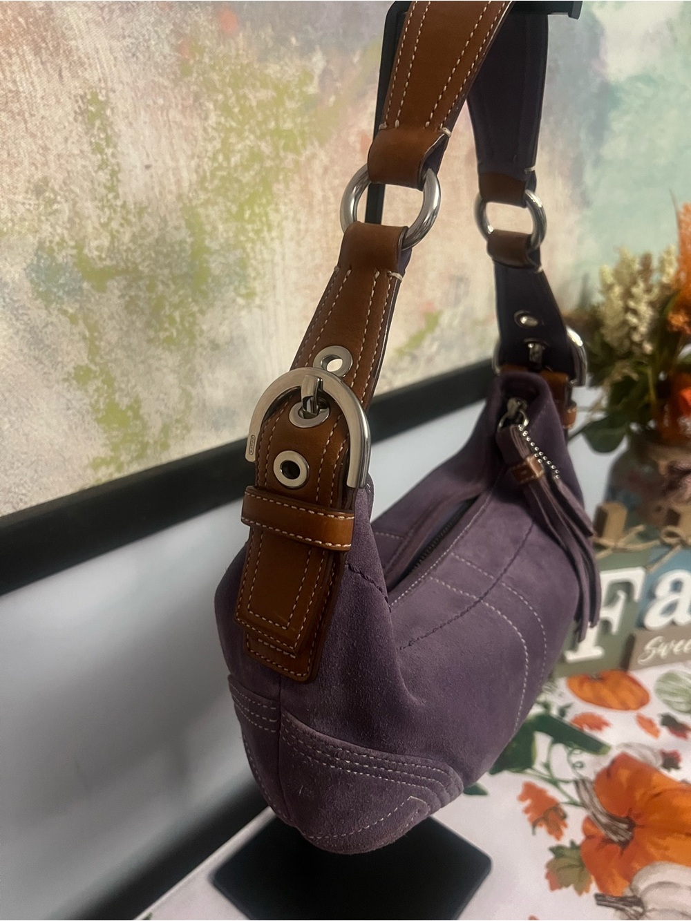 Vintage 2005 Coach Lavender Suede Soho Shoulder Bag with Tassel - Picture 7 of 12